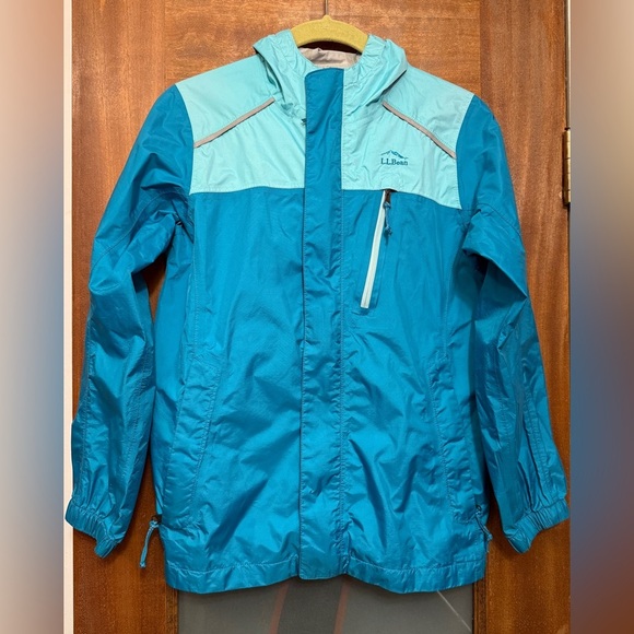 L.L.Bean Kids' Trail Model Unisex Rain Jacket Teal Colorblock Size M 10-12 - Picture 1 of 12
